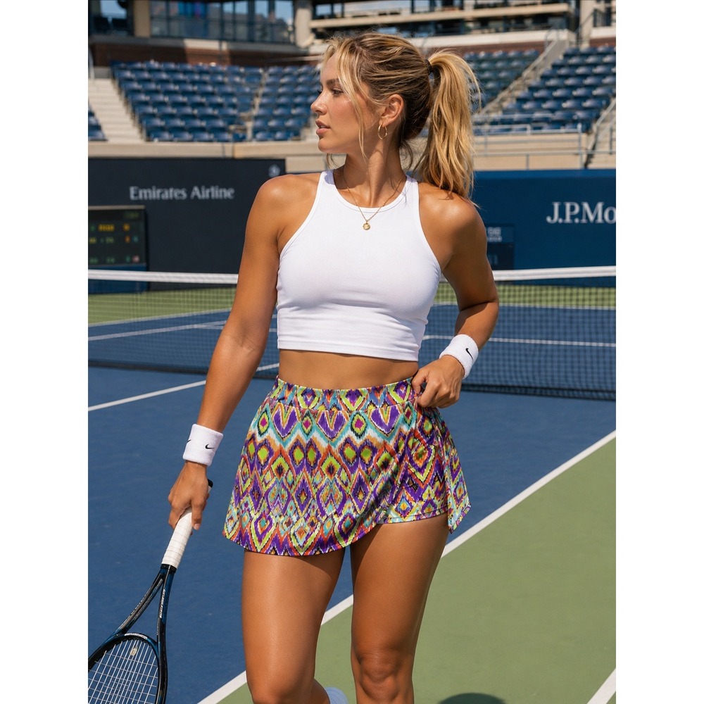 Jude Connally Ikat Skort Womens L Bright Multicolor Athletic Tennis Golf‎ Skirt